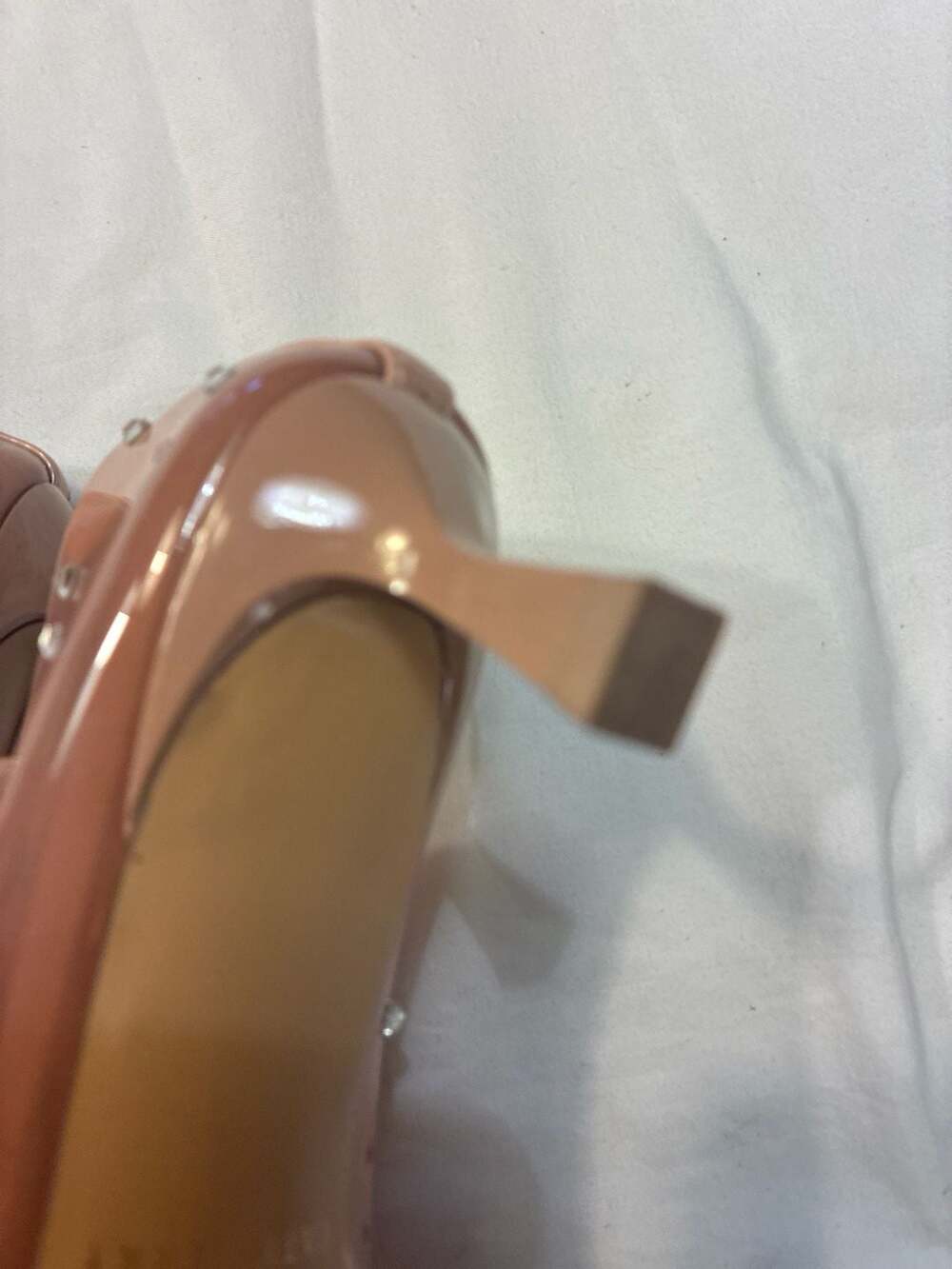 Katy Perry Women's The Golden Studded PVC Pointed Toe Kitten Heel Pumps, Tan - Picture 5 of 7